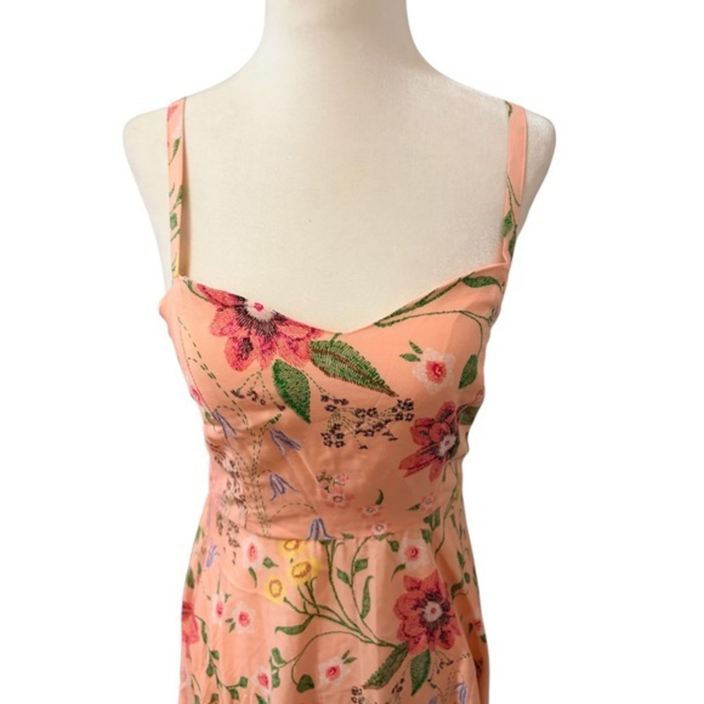 Old Navy Peach Floral Size Small Smocked Back Ruffle Hem Sun Dress - Picture 3 of 11